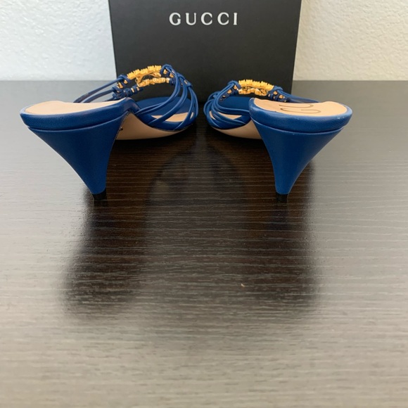 WOMEN'S GUCCI GG KRYSTAL LOGO STRAPPY HEELS/SANDALS SIZE 37 GUCCI / 7US $920 - Picture 7 of 10